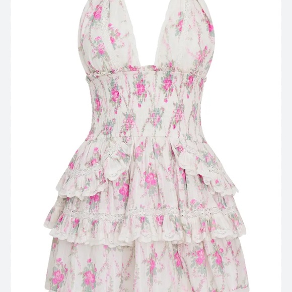 LoveShackFancy Dresses & Skirts - LoveShackFancy Floral Pink and White Mini Dress